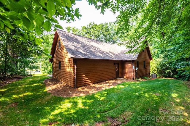 366 Charlois St, Hudson, NC 28638 - view of side of home with a shingled roof and a lawn