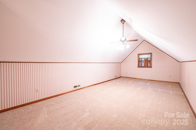 366 Charlois St, Hudson, NC 28638 - bonus room with vaulted ceiling, a ceiling fan, and carpet