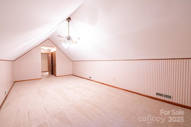 366 Charlois St, Hudson, NC 28638 - bonus room featuring vaulted ceiling, carpet flooring, and ceiling fan