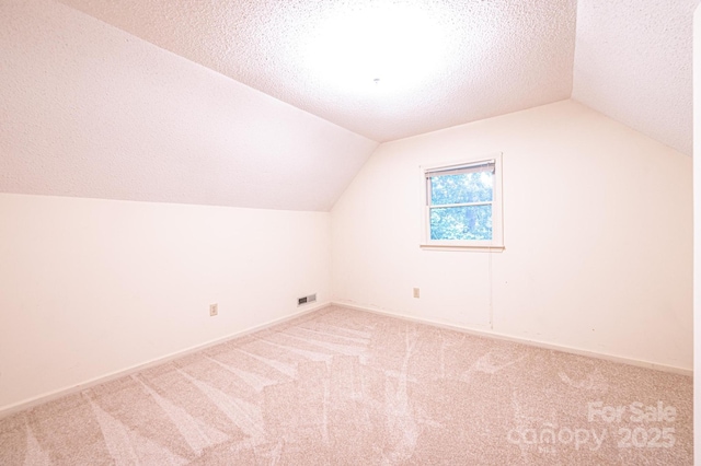 366 Charlois St, Hudson, NC 28638 - additional living space with vaulted ceiling, carpet floors, and a textured ceiling