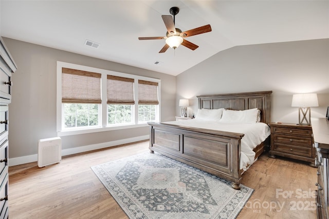 2103 Cantata Ct, Matthews, NC 28105 - bedroom with lofted ceiling, light wood-type flooring, and ceiling fan