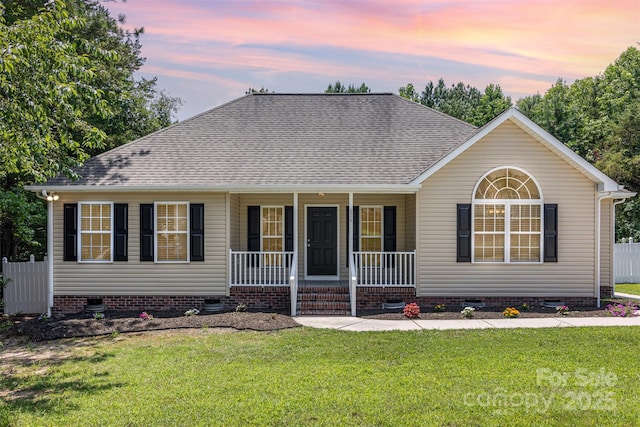 608 Red Hawk Way, Clover, SC 29710 - view of front facade with crawl space, covered porch, and roof with shingles