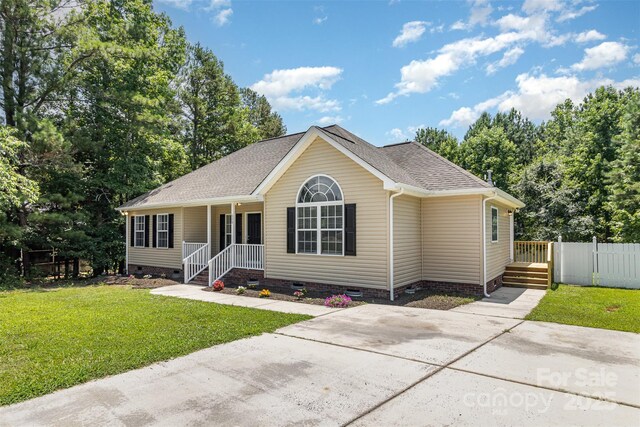 608 Red Hawk Way, Clover, SC 29710 - ranch-style house with crawl space, a shingled roof, and covered porch