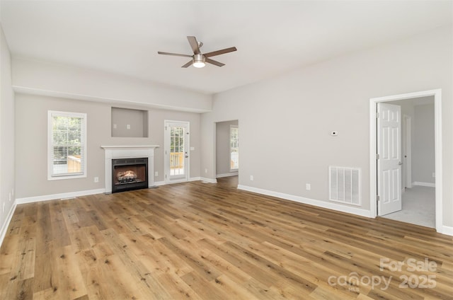 608 Red Hawk Way, Clover, SC 29710 - unfurnished living room featuring a ceiling fan, wood finished floors, and plenty of natural light