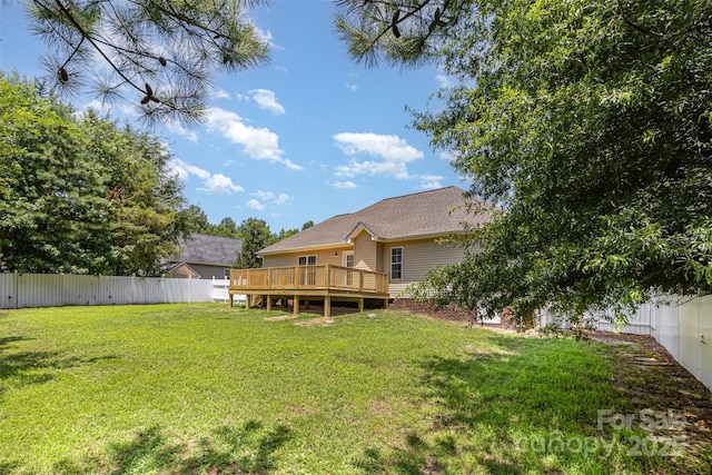 608 Red Hawk Way, Clover, SC 29710 - fenced backyard with a deck