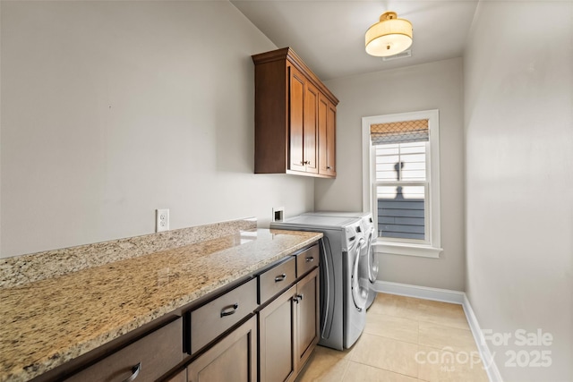 115 Boyce Rd, Charlotte, NC 28211 - laundry area featuring washer and dryer, cabinet space, and light tile patterned floors