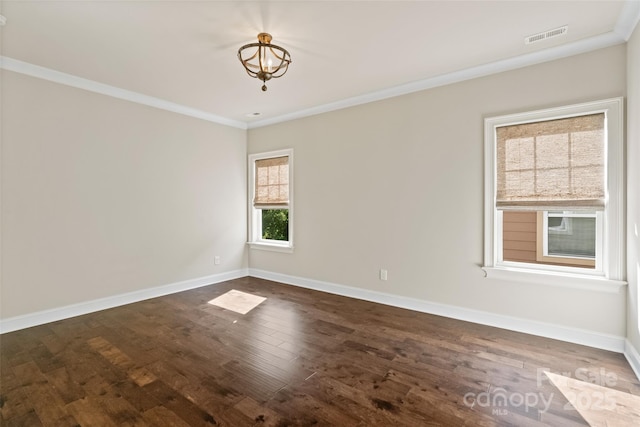 115 Boyce Rd, Charlotte, NC 28211 - unfurnished room with crown molding and dark wood-style flooring