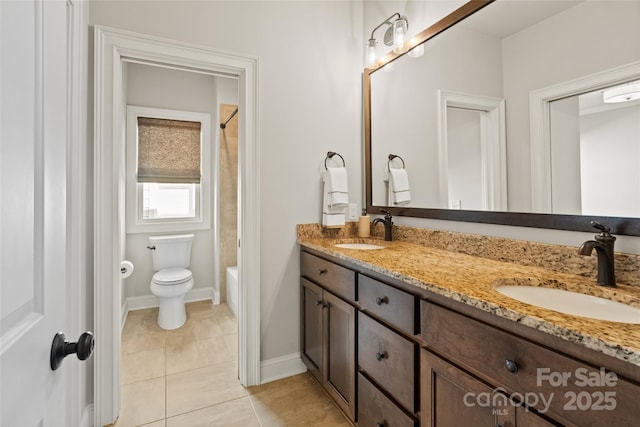 115 Boyce Rd, Charlotte, NC 28211 - bathroom featuring double vanity, tile patterned floors, and shower / bathtub combination with curtain
