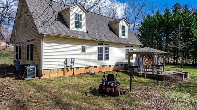 7648 Forest Oak Dr, Denver, NC 28037 - back of house with a gazebo, a shingled roof, and crawl space