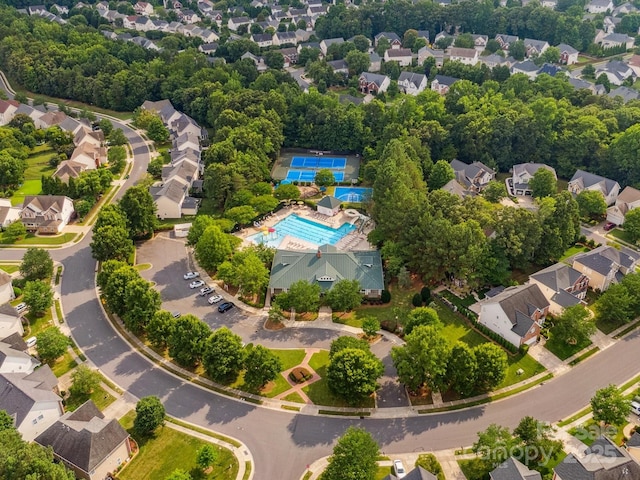 13930 Daltrey Ln, Charlotte, NC 28277 - aerial perspective of suburban area featuring a pool area