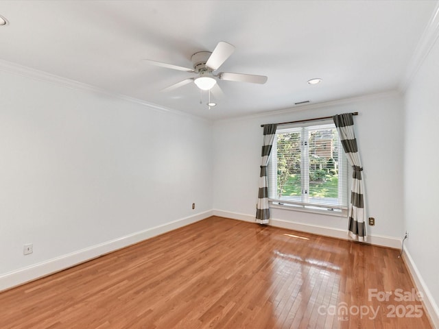 6546 Chestnut Grove Ln, Charlotte, NC 28210 - unfurnished room featuring light wood-type flooring, ceiling fan, ornamental molding, and recessed lighting