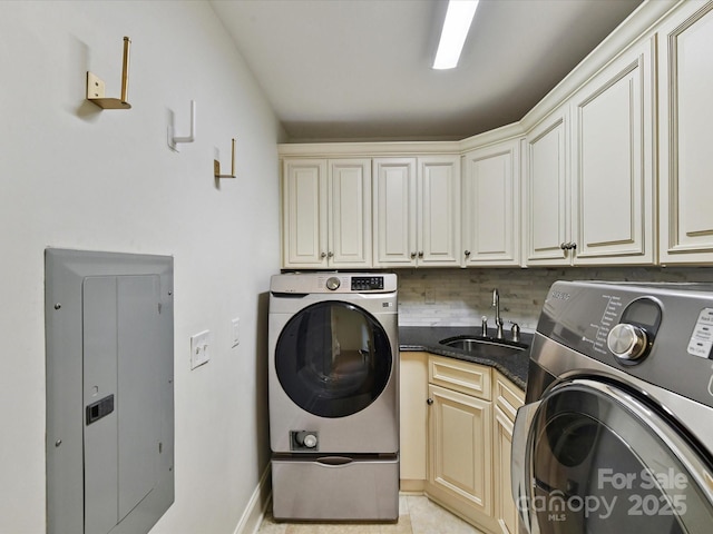 6546 Chestnut Grove Ln, Charlotte, NC 28210 - laundry area with cabinet space, independent washer and dryer, and electric panel