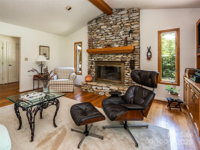19 Jasmine Pl, Laurel Park, NC 28739 - living room with wood finished floors and a stone fireplace