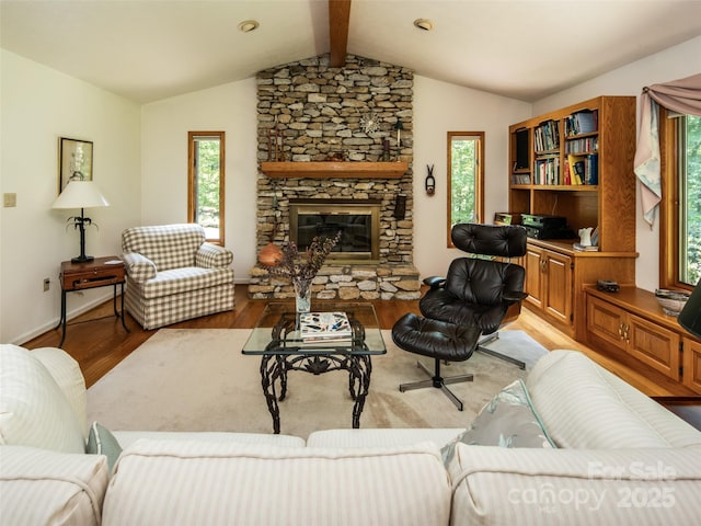 19 Jasmine Pl, Laurel Park, NC 28739 - living room with wood finished floors and a stone fireplace
