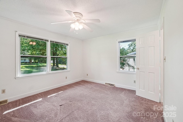 3333 Tanglewood Dr, Rock Hill, SC 29732 - empty room with carpet flooring, ceiling fan, a textured ceiling, and crown molding