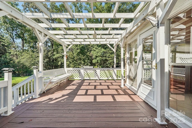 3333 Tanglewood Dr, Rock Hill, SC 29732 - wooden terrace with a pergola and view of wooded area