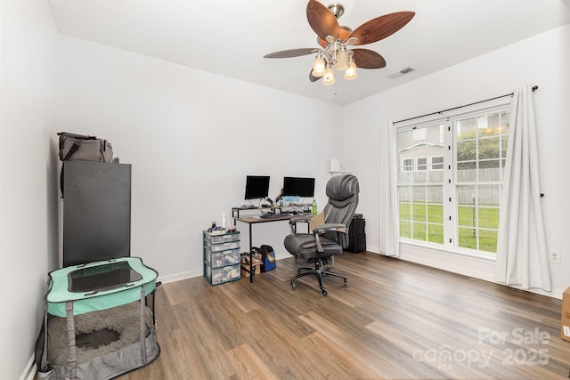 5128 Balsam Bark Ln, Fort Mill, SC 29708 - office with wood finished floors and ceiling fan