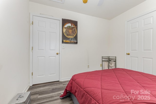 5128 Balsam Bark Ln, Fort Mill, SC 29708 - bedroom with wood finished floors and a ceiling fan