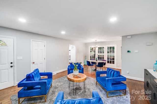 3920 Tilley Morris Rd, Matthews, NC 28105 - living room featuring recessed lighting and wood finished floors