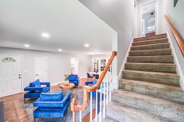 3920 Tilley Morris Rd, Matthews, NC 28105 - stairway featuring recessed lighting and baseboards