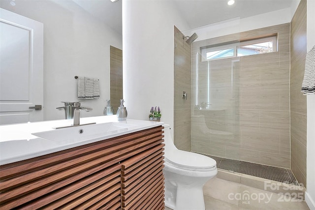 900 Linney Ln, Shelby, NC 28152 - full bath with tiled shower, vanity, and tile patterned floors