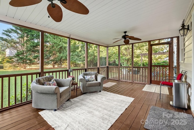 6123 Abergele Ln, Matthews, NC 28104 - sunroom featuring a ceiling fan and outdoor lounge area
