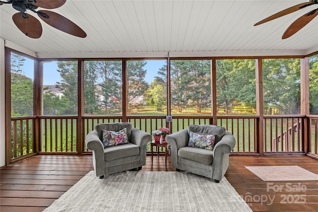 6123 Abergele Ln, Matthews, NC 28104 - sunroom featuring a ceiling fan and an outdoor hangout area