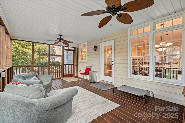 6123 Abergele Ln, Matthews, NC 28104 - sunroom featuring ceiling fan and outdoor lounge area
