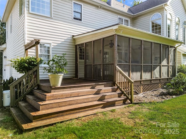 6123 Abergele Ln, Matthews, NC 28104 - rear view of property with a sunroom, a chimney, roof with shingles, and a yard