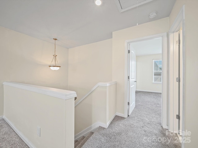 15239 Wrights Crossing Dr, Charlotte, NC 28278 - corridor with carpet, attic access, and an upstairs landing