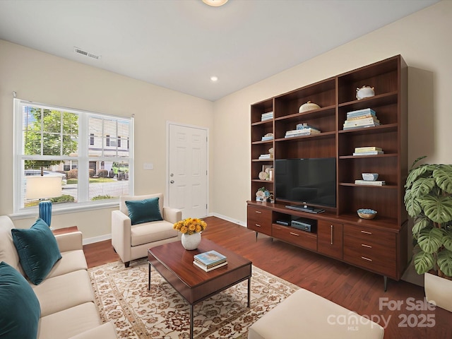 15239 Wrights Crossing Dr, Charlotte, NC 28278 - living area featuring dark wood-style floors