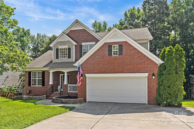 12336 Tantallon Ct, Pineville, NC 28134 - traditional-style house featuring concrete driveway, a front lawn, brick siding, and a garage