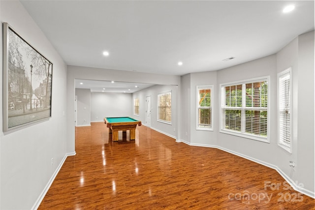 12336 Tantallon Ct, Pineville, NC 28134 - recreation room with wood finished floors, pool table, and recessed lighting