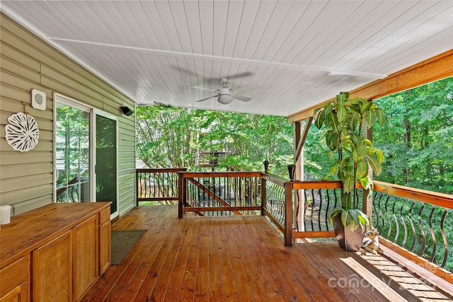 12336 Tantallon Ct, Pineville, NC 28134 - wooden deck featuring a ceiling fan