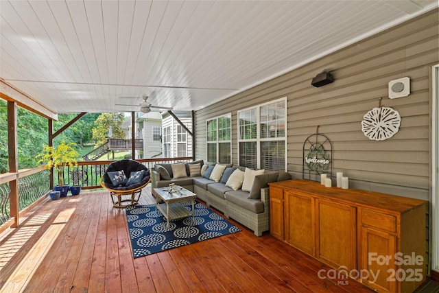12336 Tantallon Ct, Pineville, NC 28134 - deck with a ceiling fan and an outdoor living space