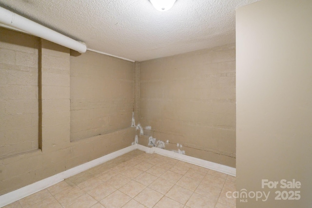 2519 Abelwood Rd, Charlotte, NC 28216 - below grade area featuring a textured ceiling and concrete block wall