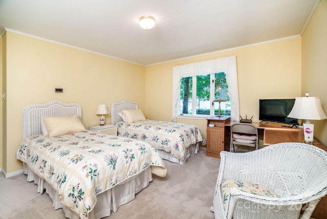8448 Normandy Rd, Denver, NC 28037 - bedroom with light carpet, ornamental molding, and an office area