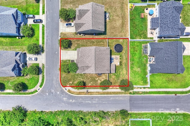 10906 Angler Ct, Davidson, NC 28036 - aerial perspective of suburban area with property parcel outlined