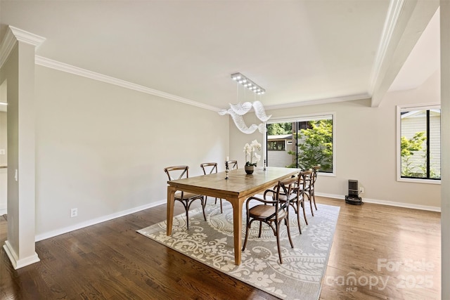 9334 Hunting Ct, Matthews, NC 28105 - dining area with wood finished floors and crown molding