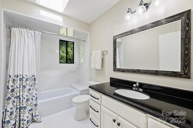 9334 Hunting Ct, Matthews, NC 28105 - full bath featuring shower / bath combo with shower curtain, vanity, and tile patterned floors