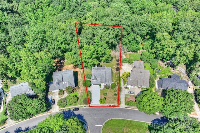 9334 Hunting Ct, Matthews, NC 28105 - aerial view of residential area featuring property parcel outlined