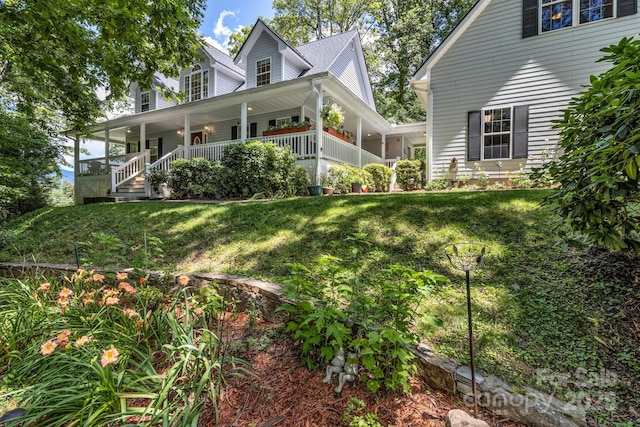 59 Old Lakey Gap Rd, Black Mountain, NC 28711 - view of front of home featuring a front lawn and covered porch