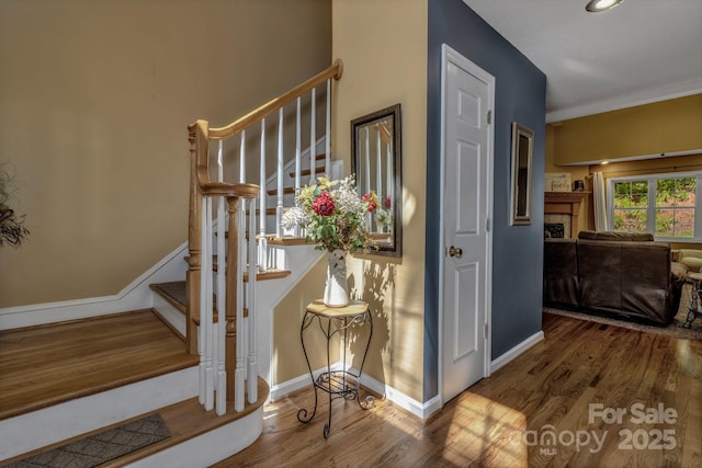 59 Old Lakey Gap Rd, Black Mountain, NC 28711 - stairway featuring wood finished floors and baseboards