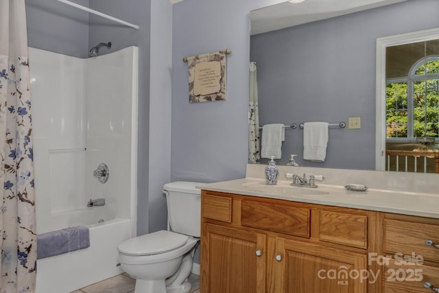 59 Old Lakey Gap Rd, Black Mountain, NC 28711 - full bath featuring vanity, shower / bath combination with curtain, and tile patterned flooring