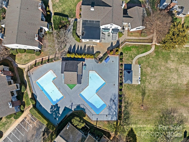 6013 Heath Valley Rd, Charlotte, NC 28210 - aerial perspective of suburban area featuring a pool area