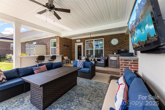 116 Kentmere Ln, Clover, SC 29710 - view of patio featuring an outdoor hangout area, exterior kitchen, exterior bar, and ceiling fan