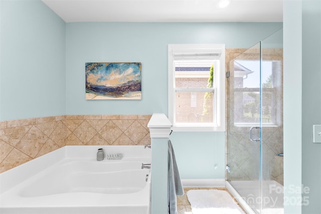 116 Kentmere Ln, Clover, SC 29710 - full bathroom featuring plenty of natural light, a garden tub, and a stall shower
