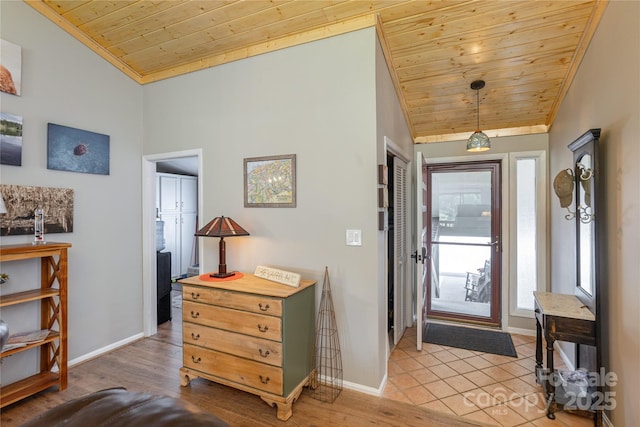 175 Glen Cannon Pt Unit 2, Pisgah Forest, NC 28768 - foyer featuring wooden ceiling, vaulted ceiling, and light wood-type flooring