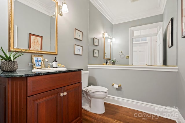 117 Founders Dr, Flat Rock, NC 28731 - half bathroom featuring ornamental molding, wood finished floors, and vanity