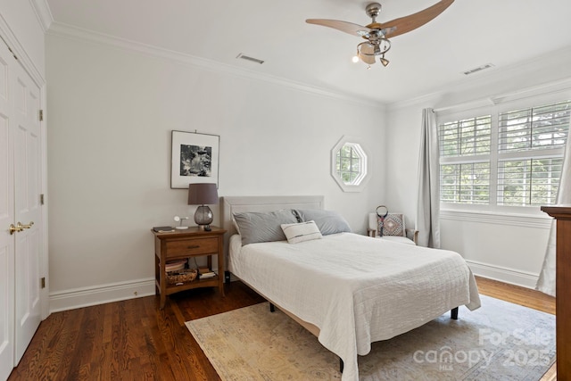 117 Founders Dr, Flat Rock, NC 28731 - bedroom featuring dark wood-type flooring and crown molding